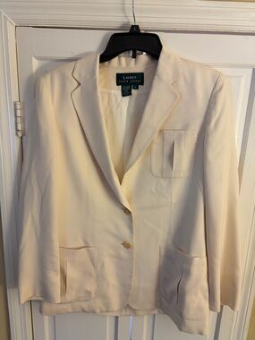 Lauren Ralph 100% silk Lauren Cream Single-Breasted Blazer